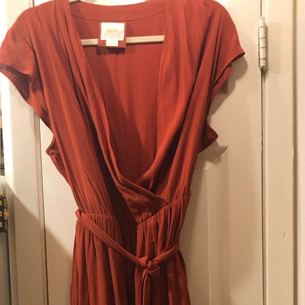 Anthropologie burnt orange dress